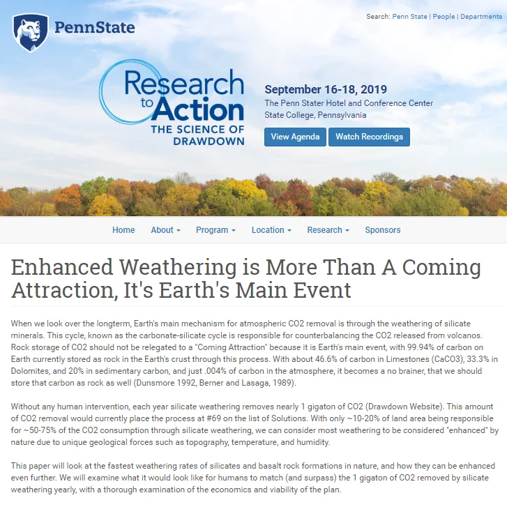 Project Drawdown summary of coastal enhanced weathering