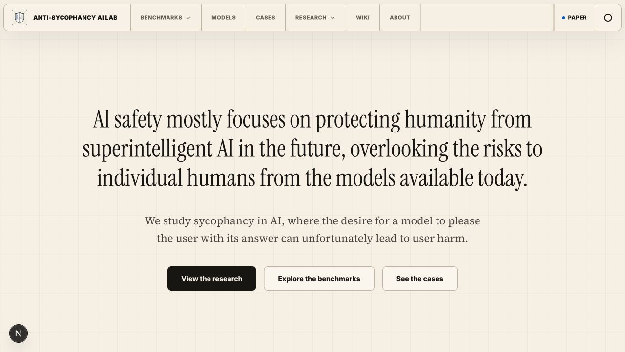 Anti-Sycophancy AI Lab website