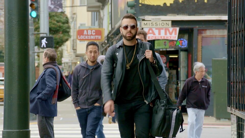 Eric Matzner walking with the ABC Nightline production team